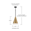 Avant 9.75"W x 13.50"H 1-Light Cone Pendant in Black with Aged Brass and Soft White Glass Shade (351911AB)