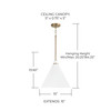 Bradley 15"W x 13.5"H 1-Light Pendant in Aged Brass and White Metal Shade with White Interior (350112AW)