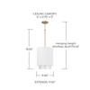 Weller 11.50"W x 19.50"H 1-Light Cylindrical Metal Pendant in Matte White with Matte Brass Interior and Seeded Glass (353011RE)
