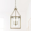 Cooper 12" W x 26.5" H 4-Light Foyer Pendant in Aged Brass with Clear Seeded Glass Shade   (532843AD)