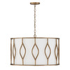 Cohen 24"W x 14.50"H 4-Light Drum Pendant in Mystic Luster with White Fabric Shade (352541ML)