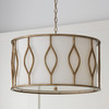 Cohen 24"W x 14.50"H 4-Light Drum Pendant in Mystic Luster with White Fabric Shade (352541ML)