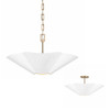 Maeve 23.5" W x 7.25" H 4-Light Modern Botanical Dual Mount Pendant in Matte White with Painted Matte Brass Interior and Square Designer Chain (355443RE)
