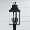 Bridger 15.50"W x 20.75"H 4-Light Outdoor Cylindrical Post Lantern in Black with Seeded Glass (953645BK)