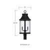 Bridger 15.50"W x 20.75"H 4-Light Outdoor Cylindrical Post Lantern in Black with Seeded Glass (953645BK)