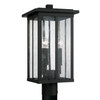 Barrett 9" W x 19" H Tall 3-Light Outdoor Post Lantern in Black with Antiqued Glass (943835BK)
