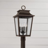 Chandler 13"W x 23.75"H 4-Light Outdoor Tapered Post Lantern in Oiled Bronze with Ripple Glass (953345OZ)