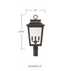 Chandler 13"W x 23.75"H 4-Light Outdoor Tapered Post Lantern in Oiled Bronze with Ripple Glass (953345OZ)