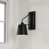 Alden 6.75"W x 24.50"H 1-Light Modern Metal Sconce in Matte Black with White Interior (651311MB)