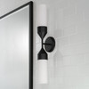 Devon 25"W x 5"H 2-Light Cylindrical Sconce in Matte Black with Soft White Glass (652421MB)