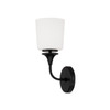 Presley 5.5"W x 13.75"H 1-Light Sconce in Matte Black with Soft White Glass (648911MB-541)
