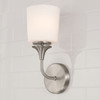 Presley 5.5"W x 13.75"H 1-Light Sconce in Brushed Nickel with Soft White Glass (648911BN-541)