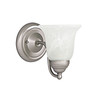 Brady 5.5" W x 7" H x 8" E 1-Light Sconce in Matte Nickel with White Faux Alabaster Glass Shade   (1361MN-117)