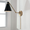 Bradley 7"W x 26"H 1-Light Sconce in Aged Brass and Black Metal Shade with White Interior (650111AB)