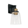 Fallon 6" W x 12" H x 7.5" E 1-Light Sconce in Aged Brass and Black with Clear Glass Shade   (3711AB-135)