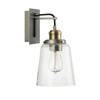 Fallon 6" W x 12" H x 7.5" E 1-Light Sconce in Graphite with Aged Brass and Clear Glass Shade   (3711GA-135)
