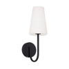 Averitt 5.75" W x 17.25" H 1-Light Armed Sconce in Matte Black with Tapered Soft White Glass (655211MB-550)