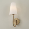 Averitt 5.75" W x 17.25" H 1-Light Armed Sconce in Aged Brass with Tapered Soft White Glass (655211AD-550)