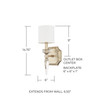 Olivia 6" W x 15" H x 6.5" E 1-Light Sconce in Winter Gold with White Fabric Shade and K9 Crystal Finial  (615011WG-671)