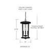 Howell 12" W x 22" H 4-Light Outdoor Hanging Lantern in Black (926742BK)