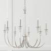 Laurent 36" W x 33" H 8-Light Chandelier in Polished Nickel with Crystal Column and Bobeches (441881PN)