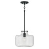 Brighton 11.5" W x 10" H 1-Light Pendant in Matte Black with Clear Ribbed Glass (342511MB)