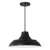 Jones 15" W x 7.5" H 1-Light Cord-Hung Pendant with Black Metal Shade with White Interior (342111MB)