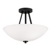 Stewart 15.5" W x 12" H 2-Light Semi-Flush Mount in Matte Black with Soft White Glass Shade (218921MB)