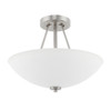 Stewart 15.5" W x 12" H 2-Light Semi-Flush in Brushed Nickel with Soft White Glass Shade (218921BN)
