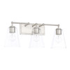 Murphy 23.5" W x 9.5" H x 7" E 3-Light Vanity in Brushed Nickel with Clear Cone Glass Shades (121731BN-431)