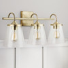 Jayne 24" W x 10.5" H x 9" E 3-Light Vanity in Aged Brass with Clear Seeded Cone Glass Shades   (139132AD-496)