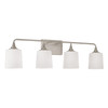 Presley 36.75"W x 10.25"H 4-Light Vanity in Brushed Nickel with Soft White Glass (148941BN-541)