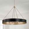 Weller 35.75"W x 27.25"H 6-Light Modern Circular Metal Chandelier in Matte Black with Painted Matte Brass Interior (453061RK)