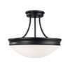 Hansen 14" W x 12" H 3-Light Semi-Flush Mount in Matte Black with White Glass Shade (2037MB)