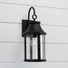 Bridger 7.50"W x 19"H 1-Light Outdoor Cylindrical Wall Lantern in Black with Seeded Glass (953611BK)