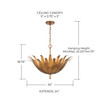 Eden 24"W x 18.75"H 4-Light Botanical Pendant in Antique Gold  (349541AG)