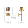 Whitney 6.5"W x 18.75"H 1-Light Sconce in Aged Brass with Metal Shade with White Interior (649711AD-708)