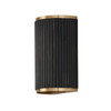 Donovan 7.50"W x 12"H 2-Light Sconce in Matte Brass and Handcrafted Mango Wood in Black Stain (650721KR)