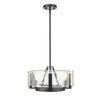 Aenon 3-Light Chandelier in Matte Black with Hammered Water Glass (3164-3 BLK-HWG)