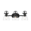 Duncan 3-Light Bath Vanity in Matte Black with Clear Glass (3602-BA3 BLK-CLR)