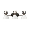 Duncan 3-Light Bath Vanity in Rubbed Bronze with Matte White (3602-BA3 RBZ-WHT)
