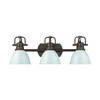 Duncan 3-Light Bath Vanity in Rubbed Bronze with Seafoam (3602-BA3 RBZ-SF)