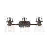 Duncan 3-Light Bath Vanity in Rubbed Bronze with Clear Glass (3602-BA3 RBZ-CLR)