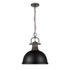 Duncan 1-Light Pendant with Chain in Rubbed Bronze with Matte Black (3602-L RBZ-BLK)