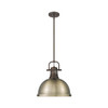 Duncan 1-Light Pendant with Rod in Rubbed Bronze with Aged Brass (3604-L RBZ-AB)