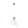 Duncan Small Pendant with Rod in Aged Brass with Matte White (3604-S AB-WHT)