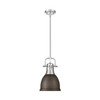 Duncan Small Pendant with Rod in Pewter with Rubbed Bronze (3604-S PW-RBZ)