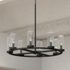Grantley 30-in 8 Light Indoor-Outdoor Chandelier Matte Black (H0291)