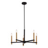 Vaxcel Damen 25-in. 5 Light Chandelier Matte Black and Natural Brass (H0267)