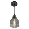 Millie 8.25-in.H Mini Pendant Matte Black with Smoke Glass (P0378)